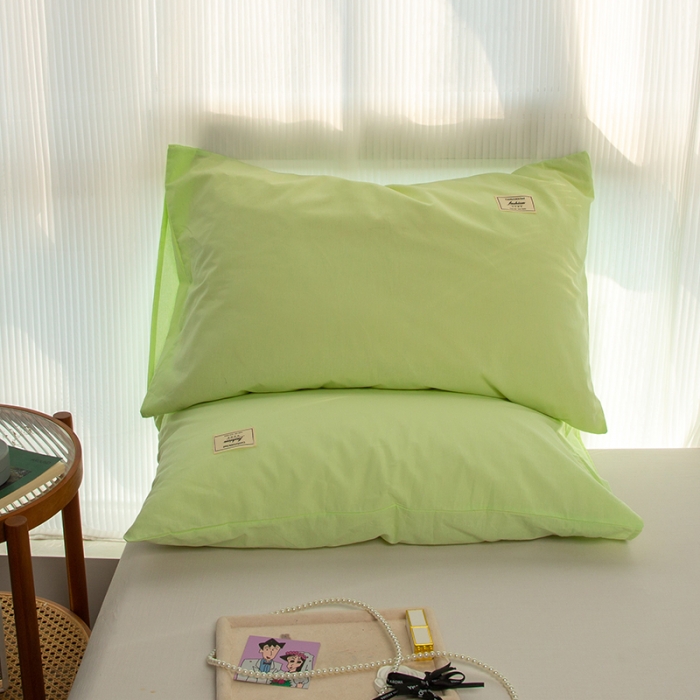 91家纺网 家纺一手货源 找家纺 芬晴 2023新款纯棉水洗棉枕套 薄荷绿