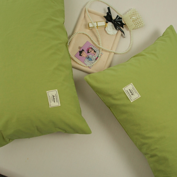 91家纺网 家纺一手货源 找家纺 芬晴 2023新款纯棉水洗棉枕套 豆绿