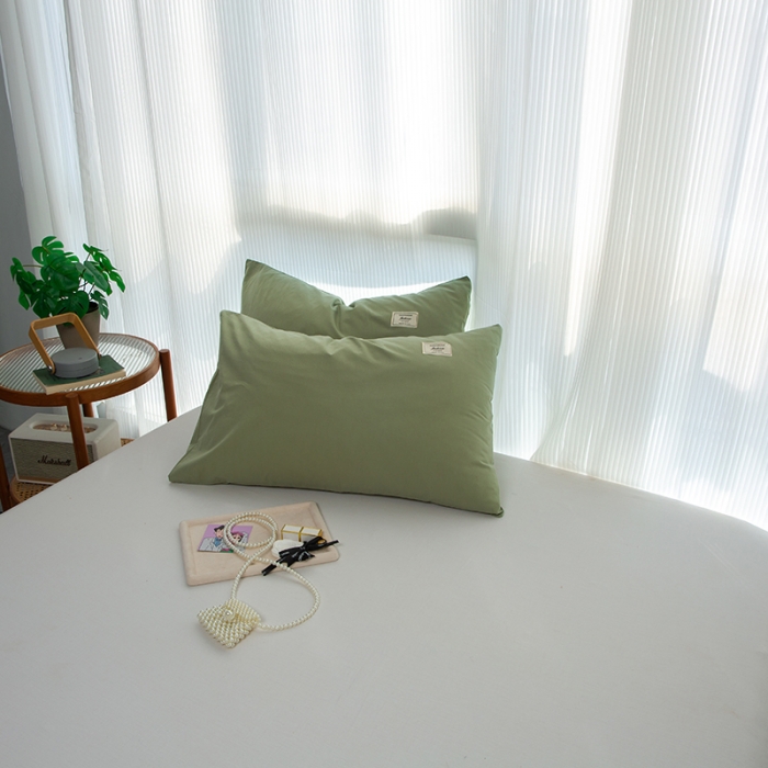 91家纺网 家纺一手货源 找家纺 芬晴 2023新款纯棉水洗棉枕套 果绿