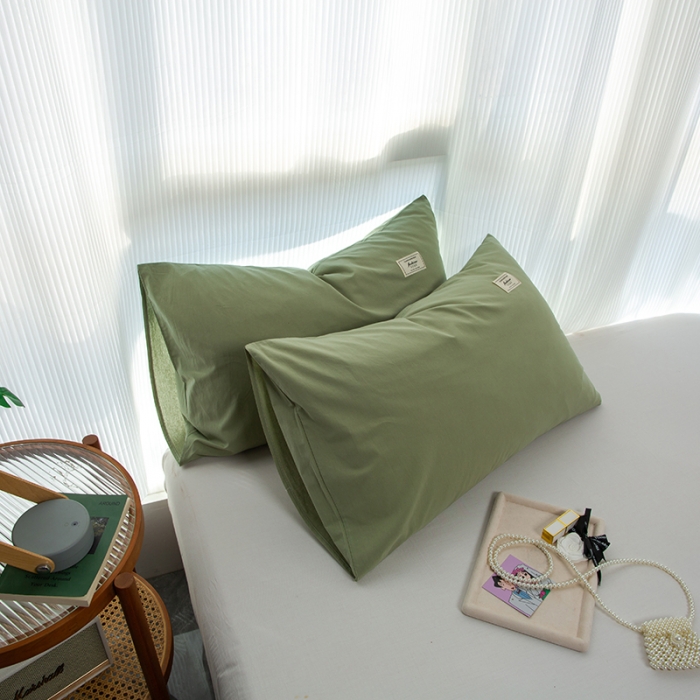 91家纺网 家纺一手货源 找家纺 芬晴 2023新款纯棉水洗棉枕套 果绿