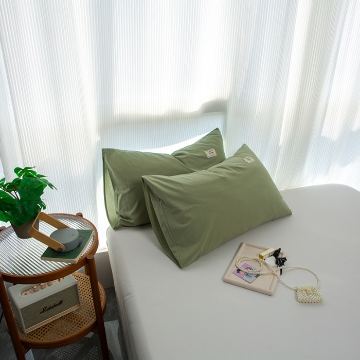 91家纺网 家纺一手货源 找家纺 芬晴 2023新款纯棉水洗棉枕套 果绿