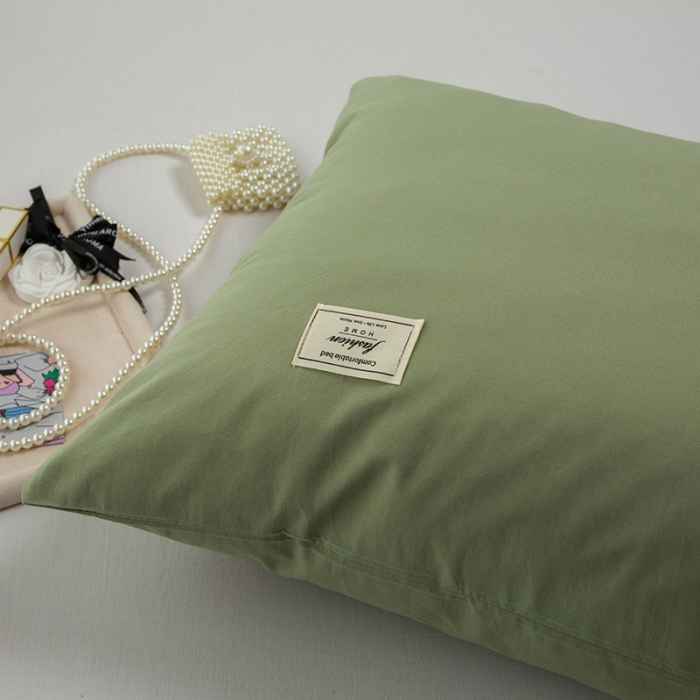 91家纺网 家纺一手货源 找家纺 芬晴 2023新款纯棉水洗棉枕套 果绿