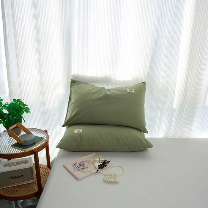 91家纺网 家纺一手货源 找家纺 芬晴 2023新款纯棉水洗棉枕套 果绿