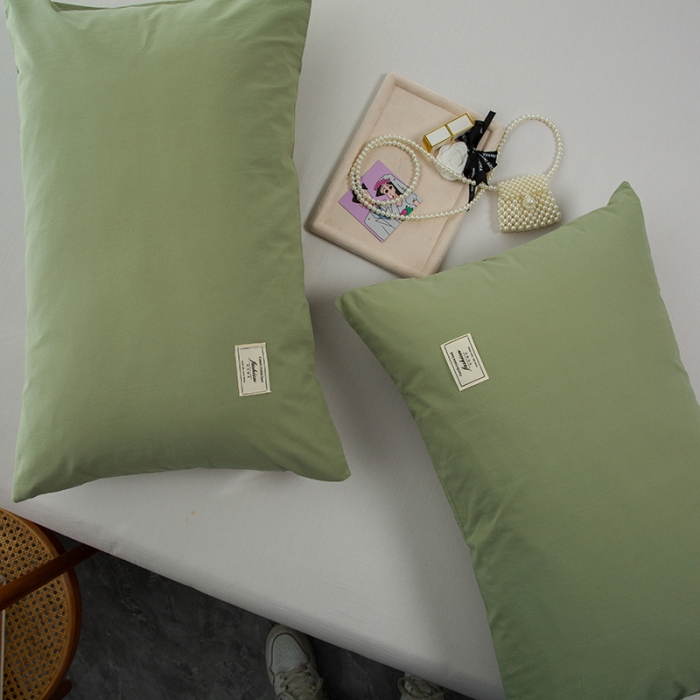 91家纺网 家纺一手货源 找家纺 芬晴 2023新款纯棉水洗棉枕套 果绿