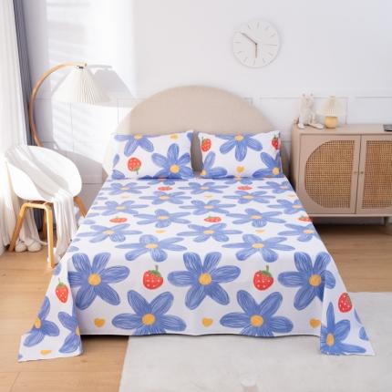 火星时代 2023防水床单防失禁隔尿垫纯白色磨毛床罩套 甜蜜青春蓝