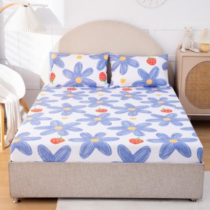 91家纺网 家纺一手货源 找家纺 火星时代 2023新款防水床笠隔尿透气防滑床单防尘罩 甜蜜青春蓝