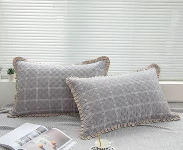 91家纺网 家纺一手货源 找家纺 （总）杜先生2021新款水洗棉花边绗缝夹棉枕套48*74一对