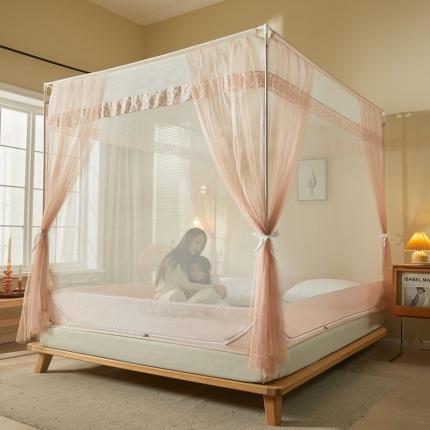 91家纺网 家纺一手货源 找家纺 飞轮海 2023新款三开门坐床蚊帐Z65 白奶茶