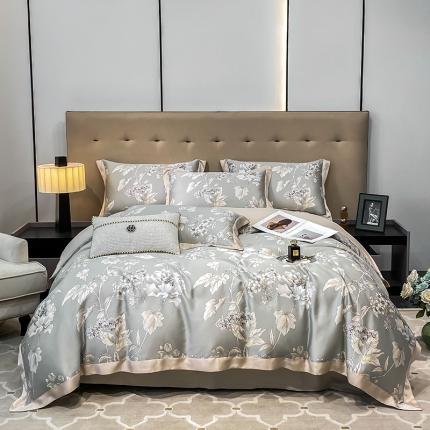 91家纺网 家纺一手货源 找家纺 娇逸 2023新款60天丝印花系列四件套 莉桐