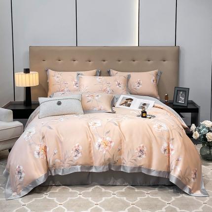 91家纺网 家纺一手货源 找家纺 娇逸 2023新款60天丝印花系列四件套 音雅