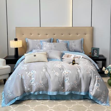 91家纺网 家纺一手货源 找家纺 娇逸 2023新款60天丝印花系列四件套 叶柔