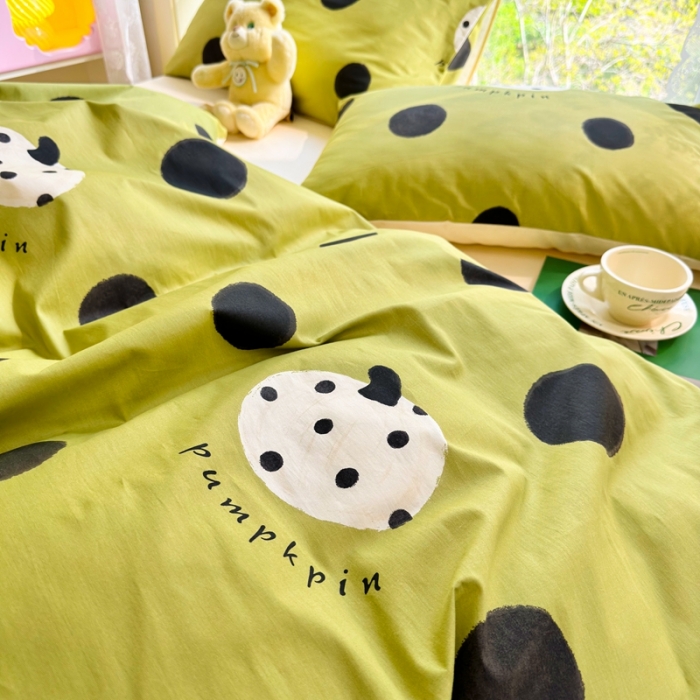 91家纺网 家纺一手货源 找家纺 呗旺鹿 2023新款13372全棉纯棉印花四件套直播款 波点楠楠