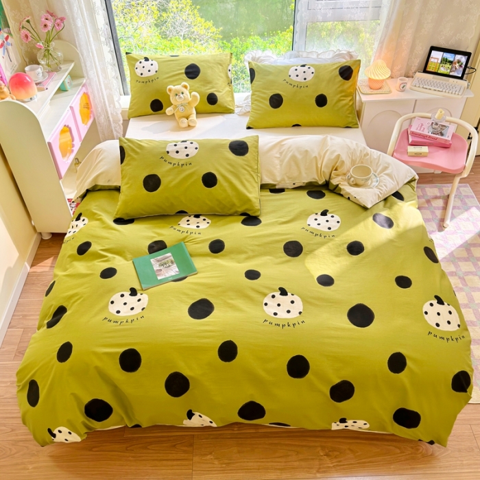 91家纺网 家纺一手货源 找家纺 呗旺鹿 2023新款13372全棉纯棉印花四件套直播款 波点楠楠