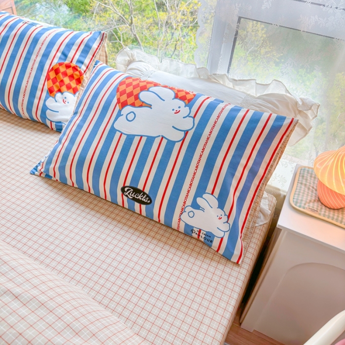 91家纺网 家纺一手货源 找家纺 呗旺鹿 2023新款13372全棉纯棉印花四件套直播款 查理兔