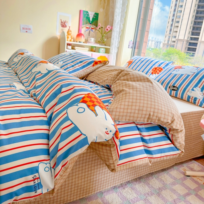 91家纺网 家纺一手货源 找家纺 呗旺鹿 2023新款13372全棉纯棉印花四件套直播款 查理兔