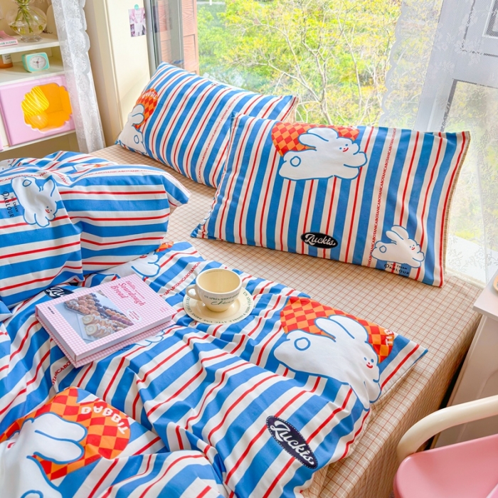 91家纺网 家纺一手货源 找家纺 呗旺鹿 2023新款13372全棉纯棉印花四件套直播款 查理兔