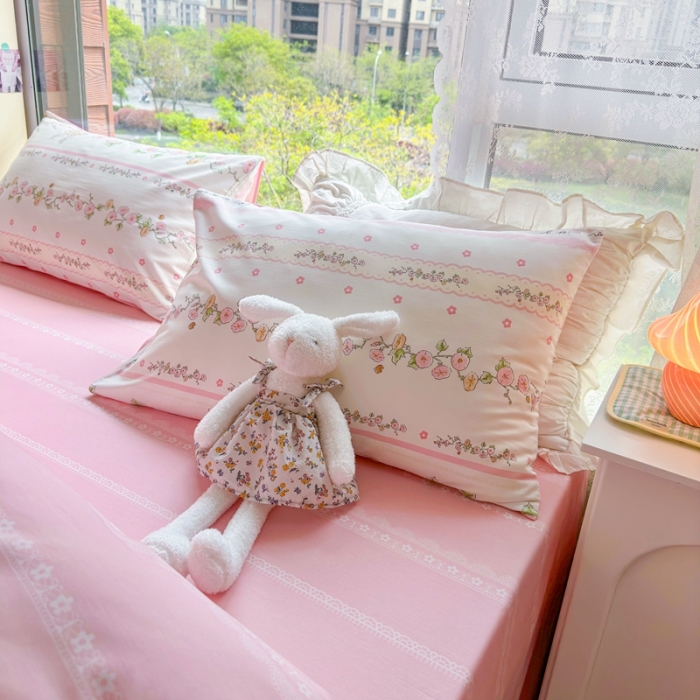 91家纺网 家纺一手货源 找家纺 呗旺鹿 2023新款13372全棉纯棉印花四件套直播款 蝶恋花