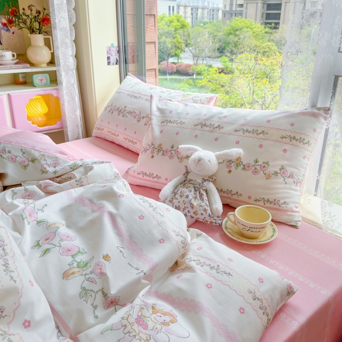 91家纺网 家纺一手货源 找家纺 呗旺鹿 2023新款13372全棉纯棉印花四件套直播款 蝶恋花