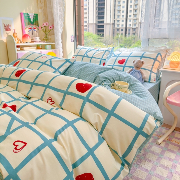 91家纺网 家纺一手货源 找家纺 呗旺鹿 2023新款13372全棉纯棉印花四件套直播款 兰格