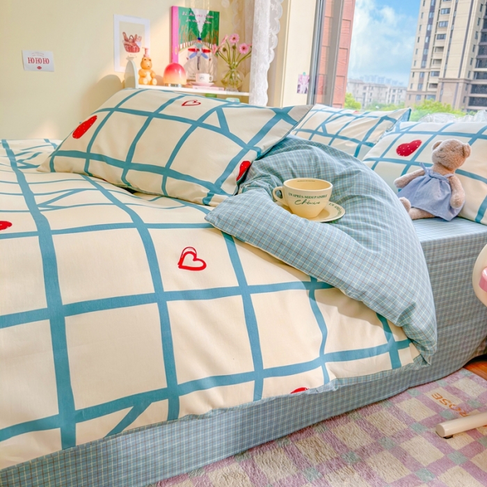 91家纺网 家纺一手货源 找家纺 呗旺鹿 2023新款13372全棉纯棉印花四件套直播款 兰格