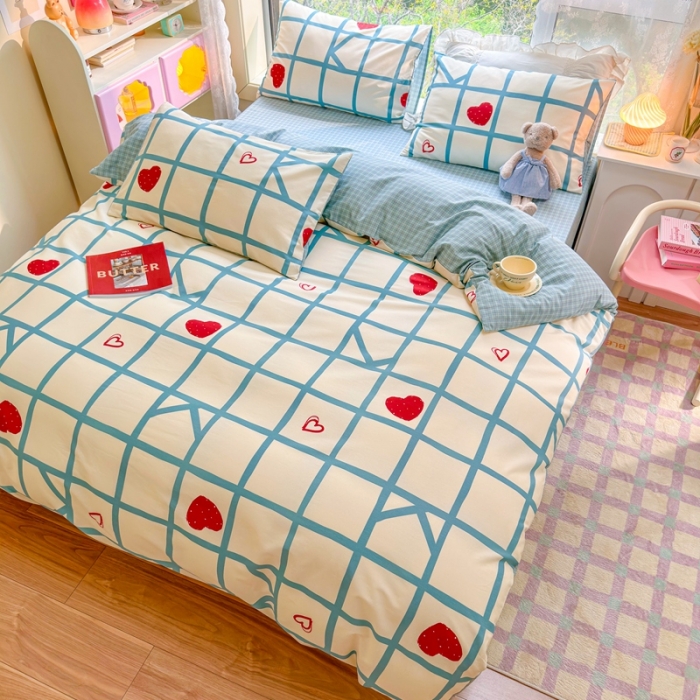 91家纺网 家纺一手货源 找家纺 呗旺鹿 2023新款13372全棉纯棉印花四件套直播款 兰格