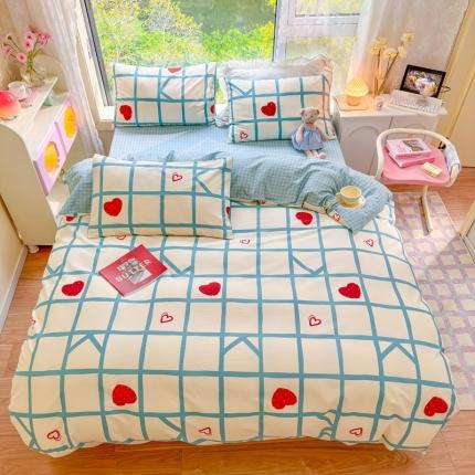 呗旺鹿 2023新款13372全棉纯棉印花四件套直播款 兰格