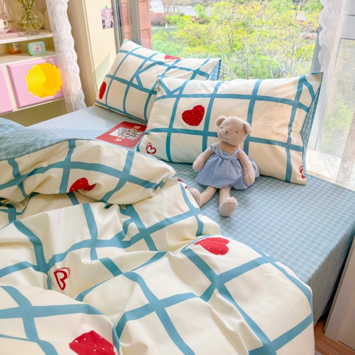 91家纺网 家纺一手货源 找家纺 呗旺鹿 2023新款13372全棉纯棉印花四件套直播款 兰格