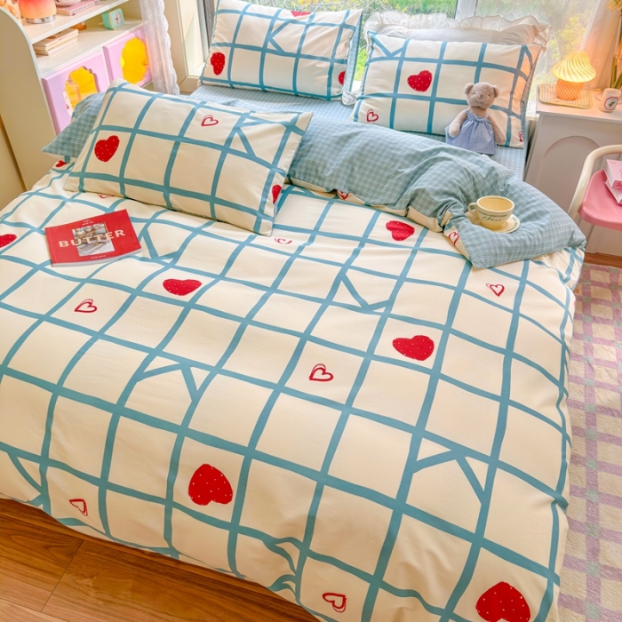 91家纺网 家纺一手货源 找家纺 呗旺鹿 2023新款13372全棉纯棉印花四件套直播款 兰格