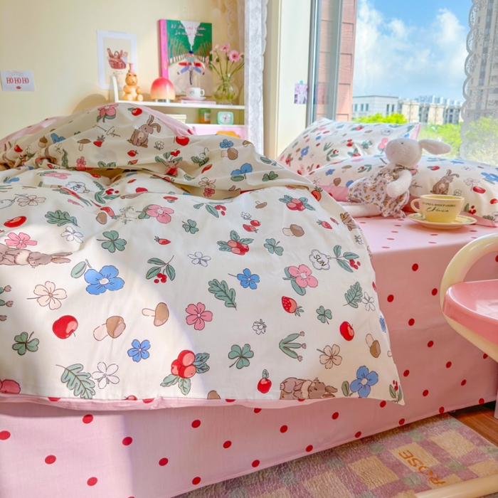 91家纺网 家纺一手货源 找家纺 呗旺鹿 2023新款13372全棉纯棉印花四件套直播款 奇妙农场