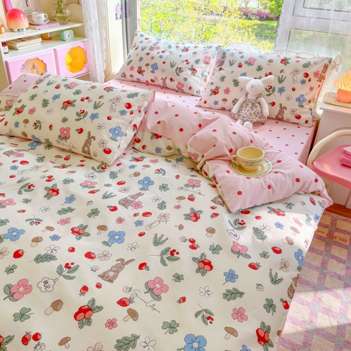 91家纺网 家纺一手货源 找家纺 呗旺鹿 2023新款13372全棉纯棉印花四件套直播款 奇妙农场