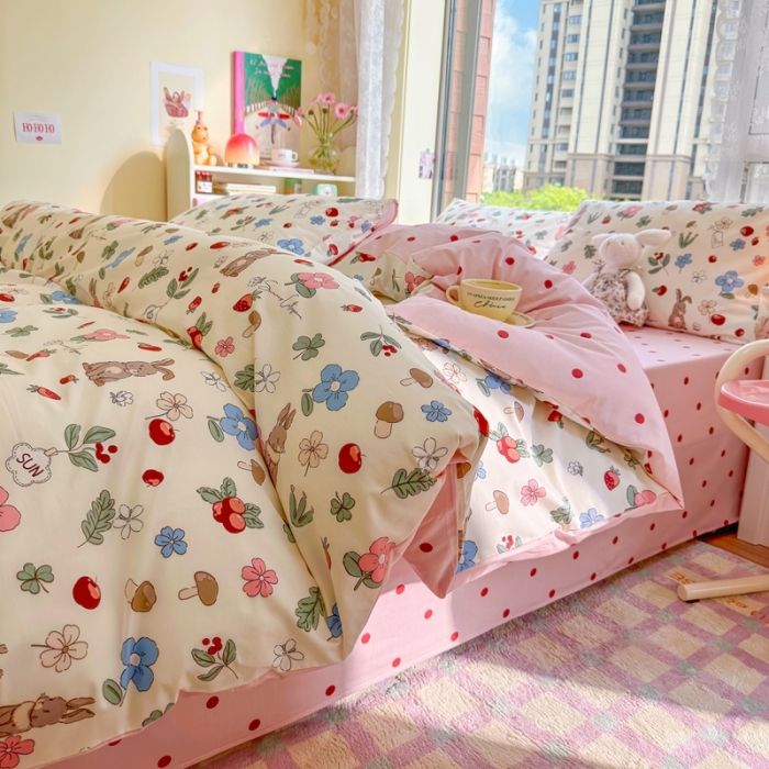 91家纺网 家纺一手货源 找家纺 呗旺鹿 2023新款13372全棉纯棉印花四件套直播款 奇妙农场