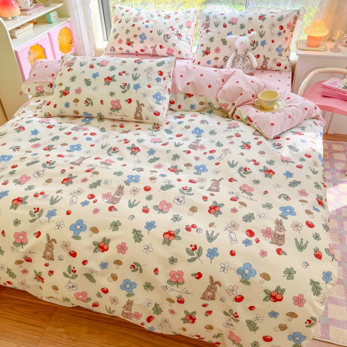 91家纺网 家纺一手货源 找家纺 呗旺鹿 2023新款13372全棉纯棉印花四件套直播款 奇妙农场