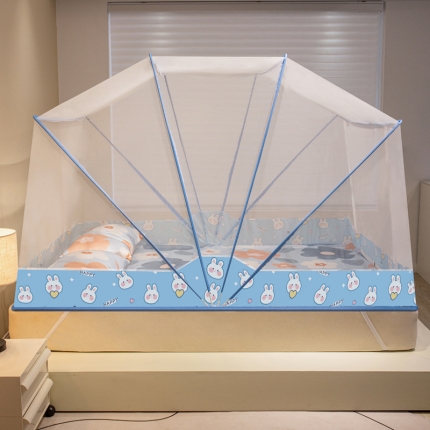 91家纺网 家纺一手货源 找家纺 2024新款六股加高防摔折叠款印花蚊帐