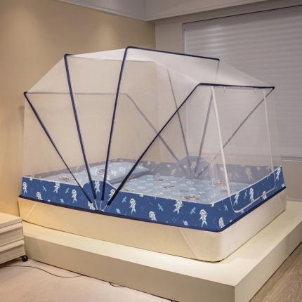 91家纺网 家纺一手货源 找家纺 2024新款六股加高防摔折叠款印花蚊帐