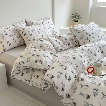 91家纺网 家纺一手货源 找家纺 （总）蜜柚 2024新款直播款母婴级全棉A类有氧双层纱印花四件套