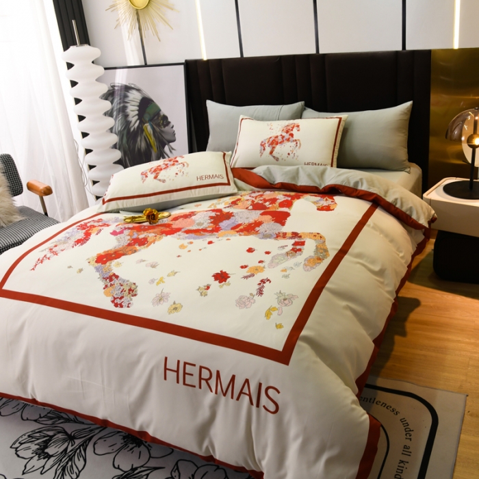 91家纺网 家纺一手货源 找家纺 爵仕 2023新款轻奢简约风全棉四件套 艾玛