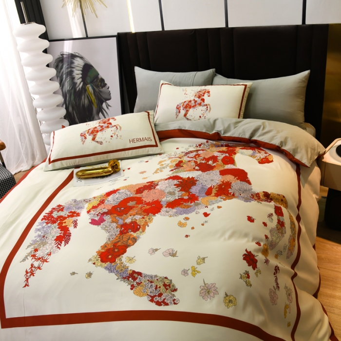 91家纺网 家纺一手货源 找家纺 爵仕 2023新款轻奢简约风全棉四件套 艾玛