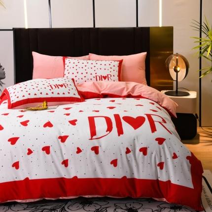 爵仕 2023新款轻奢简约风全棉四件套 爱心