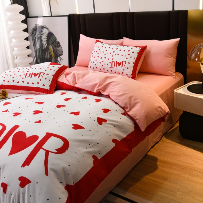 91家纺网 家纺一手货源 找家纺 爵仕 2023新款轻奢简约风全棉四件套 爱心