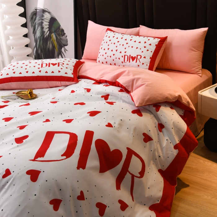 91家纺网 家纺一手货源 找家纺 爵仕 2023新款轻奢简约风全棉四件套 爱心