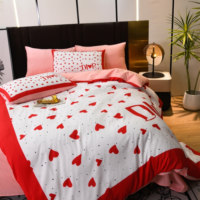 91家纺网 家纺一手货源 找家纺 爵仕 2023新款轻奢简约风全棉四件套 爱心