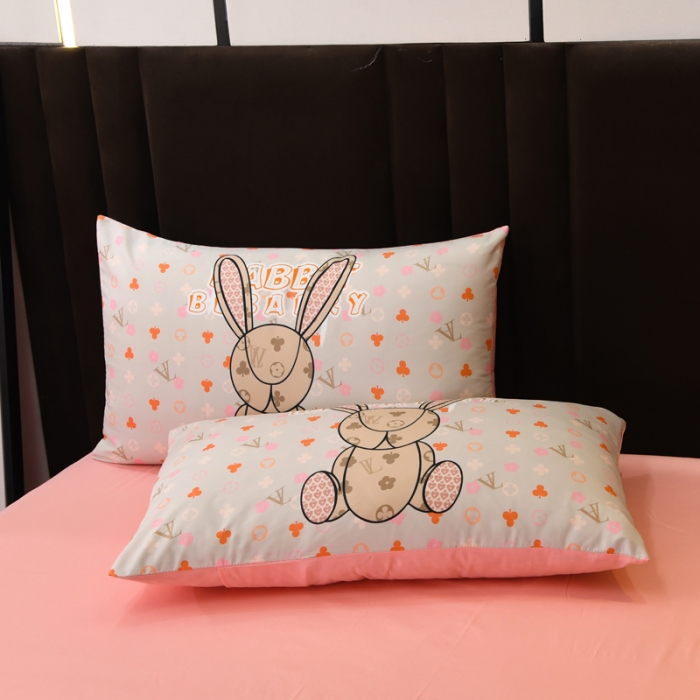 91家纺网 家纺一手货源 找家纺 爵仕 2023新款轻奢简约风全棉四件套 爱心兔