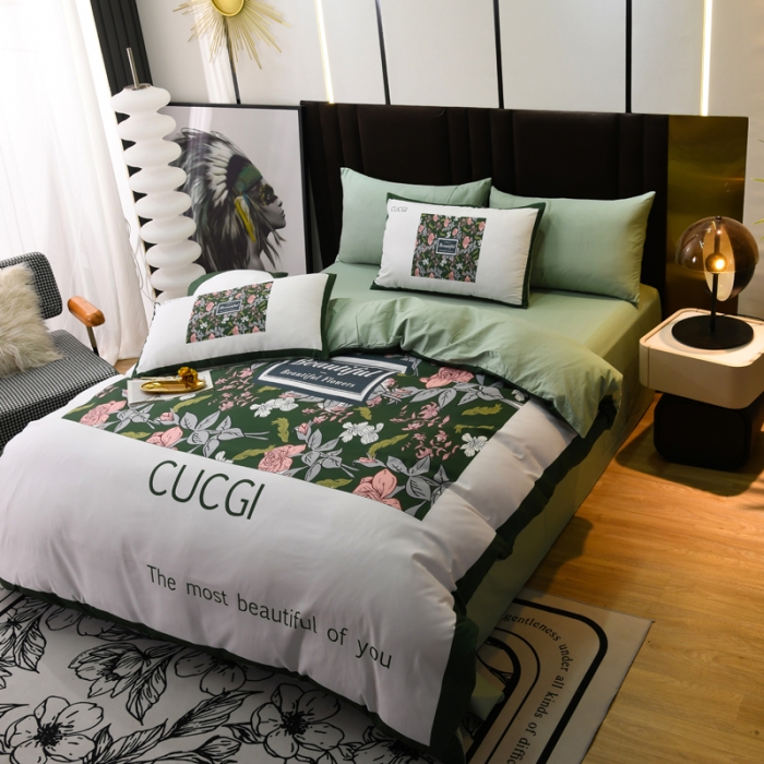 91家纺网 家纺一手货源 找家纺 爵仕 2023新款轻奢简约风全棉四件套 格林