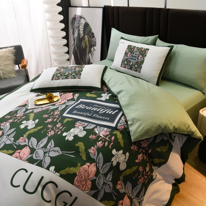 91家纺网 家纺一手货源 找家纺 爵仕 2023新款轻奢简约风全棉四件套 格林