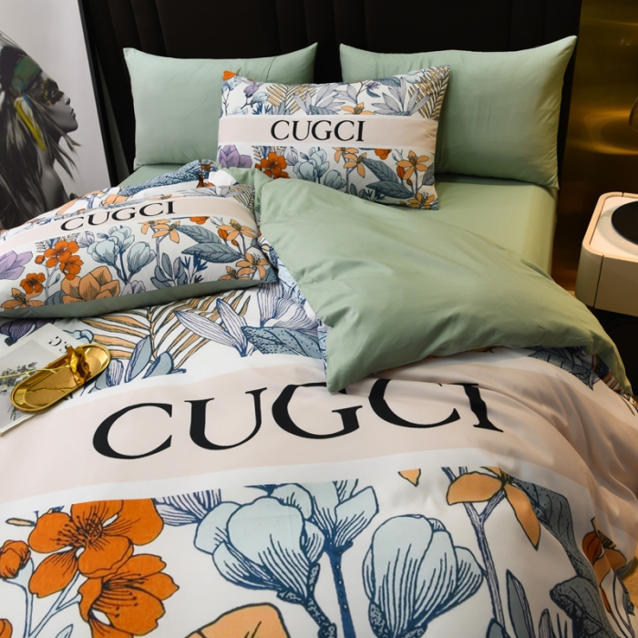 91家纺网 家纺一手货源 找家纺 爵仕 2023新款轻奢简约风全棉四件套 花园