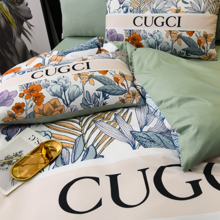 91家纺网 家纺一手货源 找家纺 爵仕 2023新款轻奢简约风全棉四件套 花园