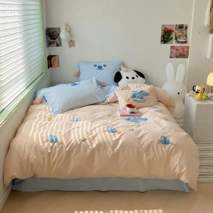 91家纺网 家纺一手货源 找家纺 佰亿莱 2024直播新款全棉色织水洗棉毛巾绣迪士尼系列 史迪仔