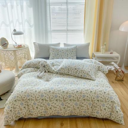 91家纺网 家纺一手货源 找家纺 尚品本色2025年新款全棉小清新双层纱生态园大象