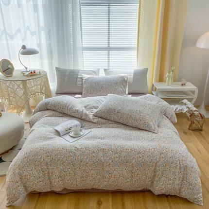 91家纺网 家纺一手货源 找家纺 尚品本色2025年新款全棉小清新双层纱幽香私语-紫