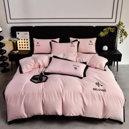 91家纺网 家纺一手货源 找家纺 米奈 2024新款A类水洗真丝四件套-安迪 豆沙粉